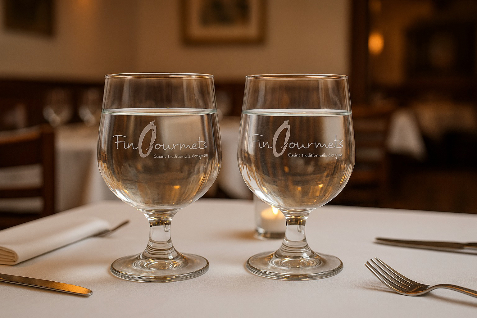 Gravure sur verre pour le restaurant "Le fin gourmet'